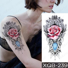 Load image into Gallery viewer, Womens Waterproof Temporary Tattoo Sticker Blue Flower Luxury Big Tatoo For Body Arm
