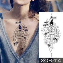Load image into Gallery viewer, Womens Waterproof Temporary Tattoo Sticker Blue Flower Luxury Big Tatoo For Body Arm

