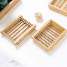 Load image into Gallery viewer, Wooden Natural Bamboo Soap Dishes Tray Holder Storage Soap Rack Plate Box Container Portable Bathroom Soap Dish Storage Box Bathroom Wooden Soap Case Holder Home Hand Craft Natural Wood Dish Holder for Soap Sponge
