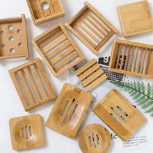 Load image into Gallery viewer, Wooden Natural Bamboo Soap Dishes Tray Holder Storage Soap Rack Plate Box Container Portable Bathroom Soap Dish Storage Box Bathroom Wooden Soap Case Holder Home Hand Craft Natural Wood Dish Holder for Soap Sponge
