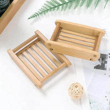 Load image into Gallery viewer, Wooden Natural Bamboo Soap Dishes Tray Holder Storage Soap Rack Plate Box Container Portable Bathroom Soap Dish Storage Box Bathroom Wooden Soap Case Holder Home Hand Craft Natural Wood Dish Holder for Soap Sponge
