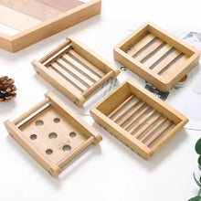 Load image into Gallery viewer, Wooden Natural Bamboo Soap Dishes Tray Holder Storage Soap Rack Plate Box Container Portable Bathroom Soap Dish Storage Box Bathroom Wooden Soap Case Holder Home Hand Craft Natural Wood Dish Holder for Soap Sponge

