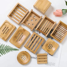 Load image into Gallery viewer, Wooden Natural Bamboo Soap Dishes Tray Holder Storage Soap Rack Plate Box Container Portable Bathroom Soap Dish Storage Box Bathroom Wooden Soap Case Holder Home Hand Craft Natural Wood Dish Holder for Soap Sponge
