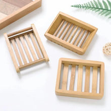 Load image into Gallery viewer, Wooden Natural Bamboo Soap Dishes Tray Holder Storage Soap Rack Plate Box Container Portable Bathroom Soap Dish Storage Box Bathroom Wooden Soap Case Holder Home Hand Craft Natural Wood Dish Holder for Soap Sponge
