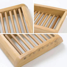 Load image into Gallery viewer, Wooden Natural Bamboo Soap Dishes Tray Holder Storage Soap Rack Plate Box Container Portable Bathroom Soap Dish Storage Box Bathroom Wooden Soap Case Holder Home Hand Craft Natural Wood Dish Holder for Soap Sponge
