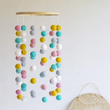 Load image into Gallery viewer, Wooden Ring With Felt Balls Wind Chimes Newborn Baby Bed Bell Pendant Kids Room Decoration Wooden Wind Chime Bed Bell Nursery Mobile Crib Bed Bell Wall Hanging Ornament
