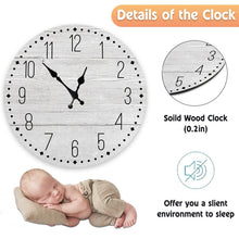 Load image into Gallery viewer, Wooden Wall Clock 10 Inch Silent Non Ticking Quartz Wall Clock 10 Inch Silent Non-Ticking Wooden Wall Clocks Battery Operated Country Retro Rustic Style Decorative for Living Room Kitchen  Retro Fashion Wood Wall Clock Decorative for Living Room Kitchen
