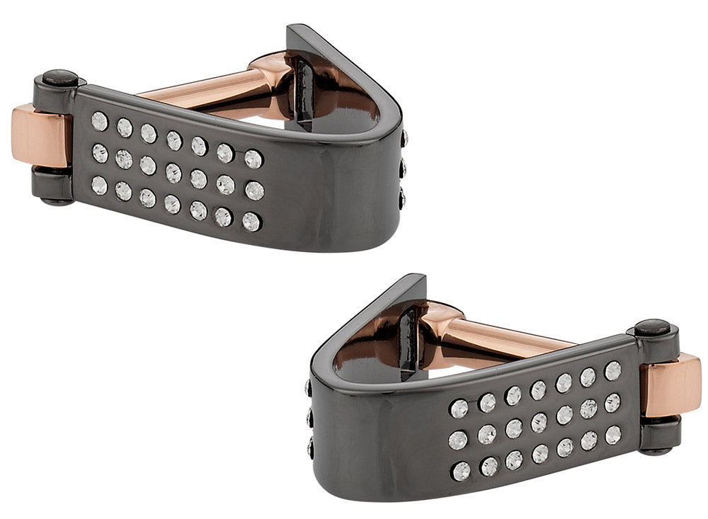 Wrap Around Cufflinks - Crystal Gun Metal