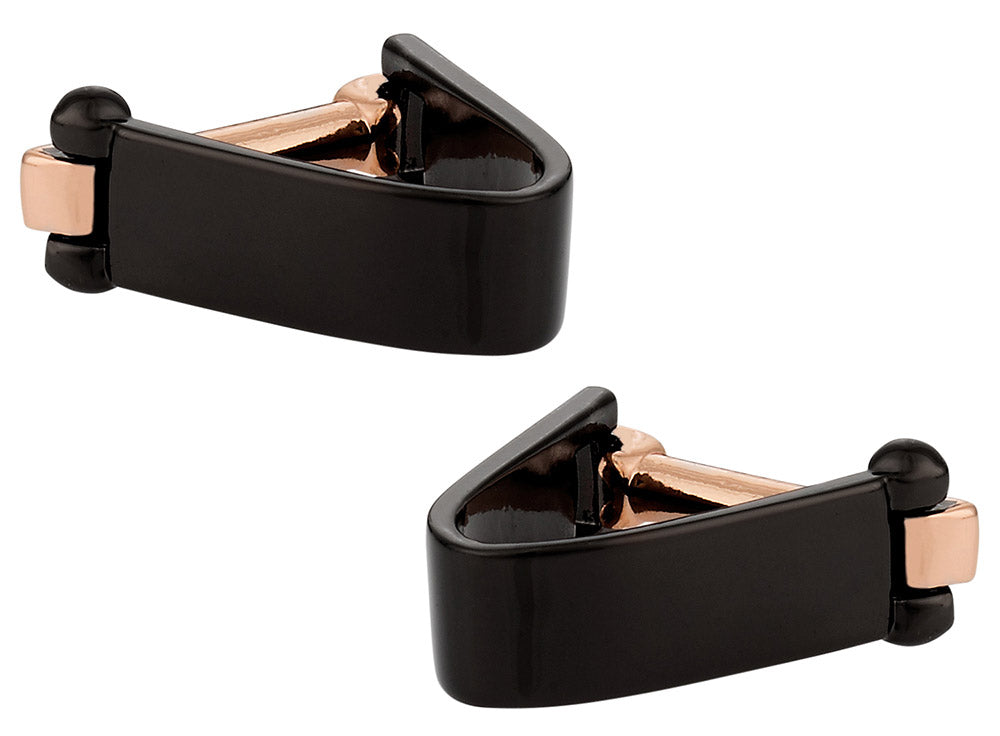 Wrap Around Cufflinks - Rose Gold Black