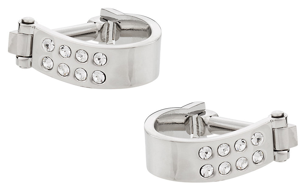 Wrap Around Cufflinks - Silver Crystal