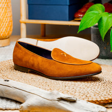 Load image into Gallery viewer, 16-681-CGN X Italian Sueded Goatskin Loafer, Cognac
