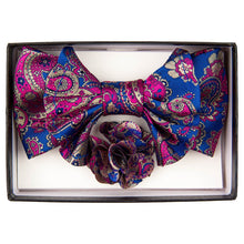 Load image into Gallery viewer, Vittorio Farina XL Bow Tie, Pocket Square &amp; Flower Lapel Pin
