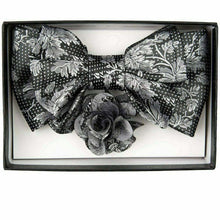 Load image into Gallery viewer, Vittorio Farina XL Bow Tie, Pocket Square &amp; Flower Lapel Pin
