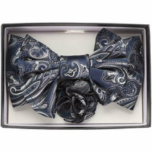 Load image into Gallery viewer, Vittorio Farina XL Bow Tie, Pocket Square &amp; Flower Lapel Pin
