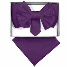 Load image into Gallery viewer, Vittorio Farina XL Solid Bow Tie &amp; Pocket Square
