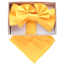 Load image into Gallery viewer, Vittorio Farina XL Solid Bow Tie &amp; Pocket Square

