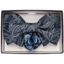 Load image into Gallery viewer, Vittorio Farina XL Bow Tie, Pocket Square &amp; Flower Lapel Pin
