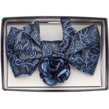 Load image into Gallery viewer, Vittorio Farina XL Bow Tie, Pocket Square &amp; Flower Lapel Pin
