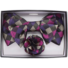 Load image into Gallery viewer, Vittorio Farina XL Bow Tie, Pocket Square &amp; Flower Lapel Pin
