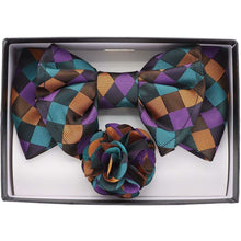 Load image into Gallery viewer, Vittorio Farina XL Bow Tie, Pocket Square &amp; Flower Lapel Pin
