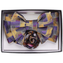 Load image into Gallery viewer, Vittorio Farina XL Bow Tie, Pocket Square &amp; Flower Lapel Pin
