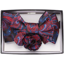 Load image into Gallery viewer, Vittorio Farina XL Bow Tie, Pocket Square &amp; Flower Lapel Pin
