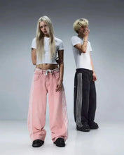 Load image into Gallery viewer, Y2K Baggy Jeans Harajuku vintage Striped Embroidered high quality Sweatpants men women Hip Hop Casual wide leg jeans streetwear
