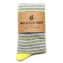 Load image into Gallery viewer, Yellow and Grey Striped Socks
