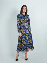 Load image into Gallery viewer, Chiffon Neon Floral Pleated Dress

