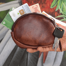 Load image into Gallery viewer, Handmade Leather Coin Purse - Compact &amp; Durable Zipper Pouch
