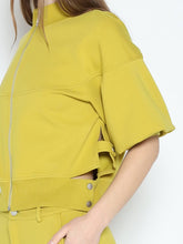 Load image into Gallery viewer, Zip-Up Split Side Puff Sleeve Jacket
