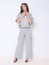 Load image into Gallery viewer, Zip-Up Split Side Puff Sleeve Jacket

