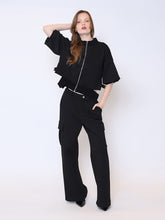 Load image into Gallery viewer, Zip-Up Split Side Puff Sleeve Jacket
