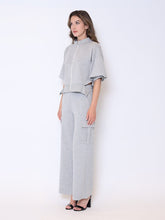 Load image into Gallery viewer, Zip-Up Split Side Puff Sleeve Jacket
