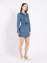 Load image into Gallery viewer, Zippered Denim Shirt Dress
