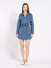 Load image into Gallery viewer, Zippered Denim Shirt Dress
