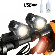 Load image into Gallery viewer, Zoomable LED Bicycle Light Bike Front Lamp Headlight With USB Rechargeable Built-In Battery Bike Light Set USB Rechargeable Powerful LED Bicycle Headlight And Tail Light Combo
