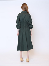 Load image into Gallery viewer, Gracia Ruched Puff Sleeve &amp; Waist A Line Midi Dress D33917
