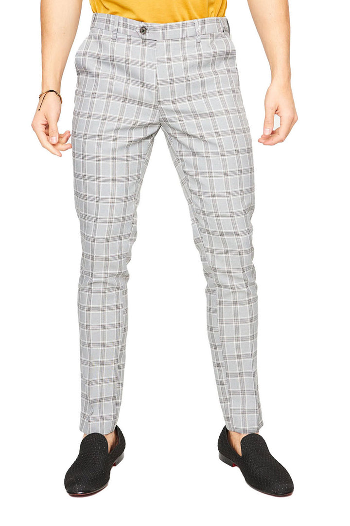 Barabas CP28 MAX CHECK Black/White Checkered Slim Fit Dress Pant