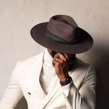 Load image into Gallery viewer, Bruno Capelo The Maverick Grey/Black 100% Australian Wool Wide Brim Fedora Men&#39;s Dress Hat
