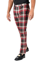 Load image into Gallery viewer, Barabas CP126 BE LOVELY WINE Grey and Red  Checkered Slim Fit Dress Pant
