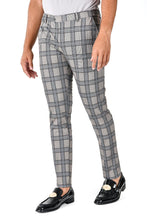 Load image into Gallery viewer, Barabas CP130 DON'T MESS WITH ME Light Grey and Blue Checkered Slim Fit Dress Pant
