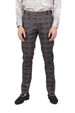 Load image into Gallery viewer, Barabas CP156 BABY BEAT Grey and Orange Checkered Slim Fit Dress Pant
