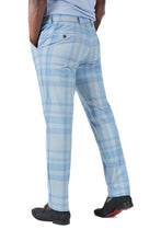 Load image into Gallery viewer, Barabas CP182 BUFFALO PLAID Sky Blue Slim Fit Dress Pant
