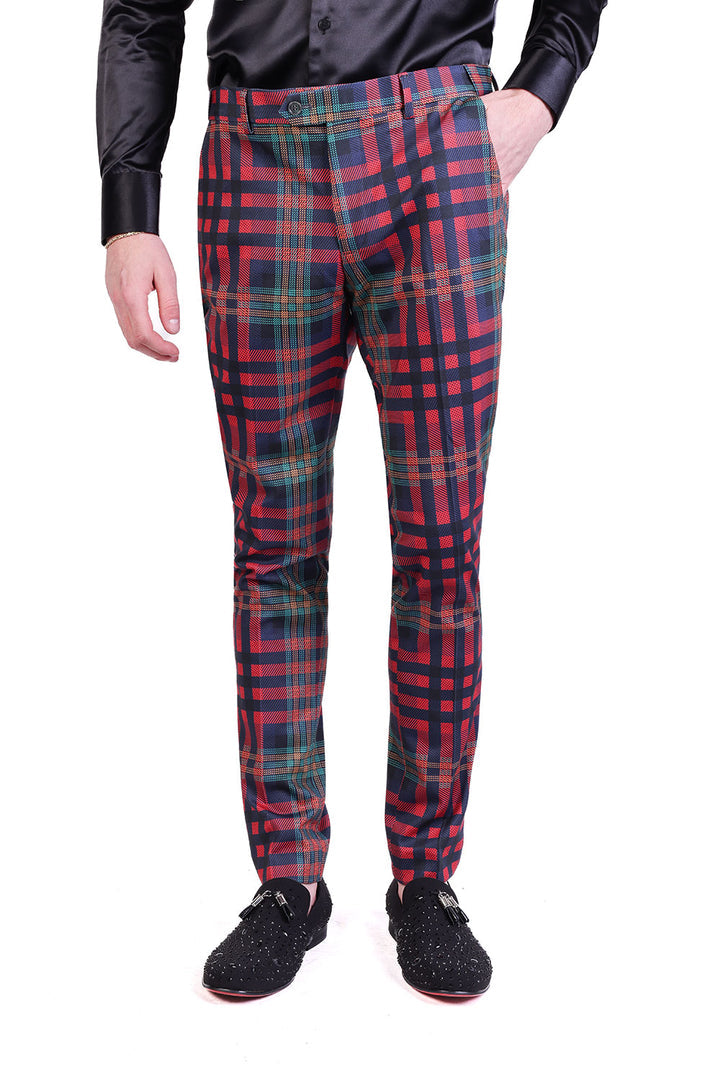 Barabas CP201 GRIP SPOT Tiger Checkered Slim Fit Dress Pant