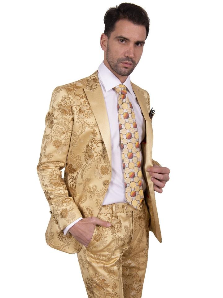Steven Land | Dante | Italian Baroque Gold Formal Party Slim Tuxedo
