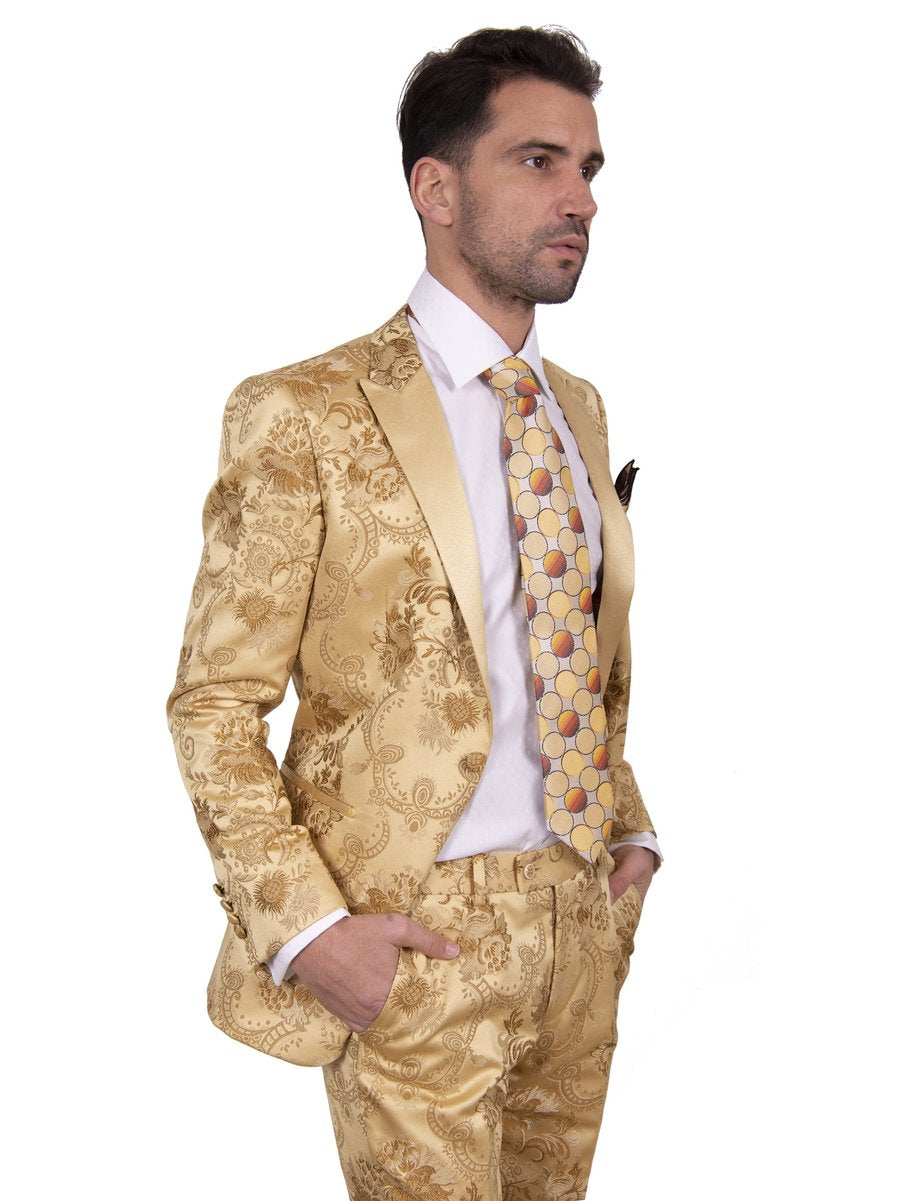 Steven Land | Dante | Italian Baroque Gold Formal Party Slim Tuxedo