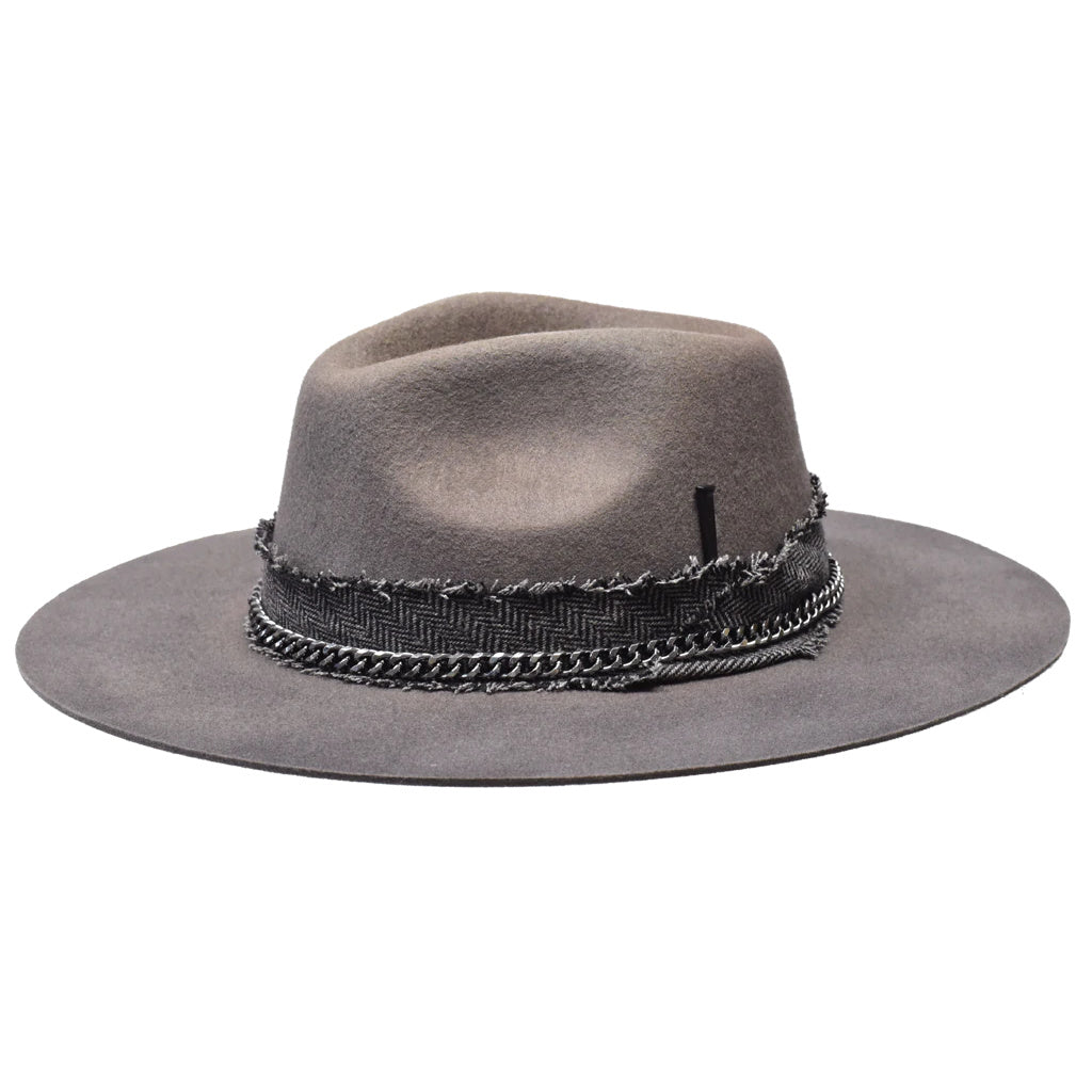 Bruno Capelo The Maverick Grey/Black 100% Australian Wool Wide Brim Fedora Men's Dress Hat