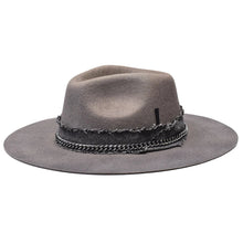 Load image into Gallery viewer, Bruno Capelo The Maverick Grey/Black 100% Australian Wool Wide Brim Fedora Men&#39;s Dress Hat
