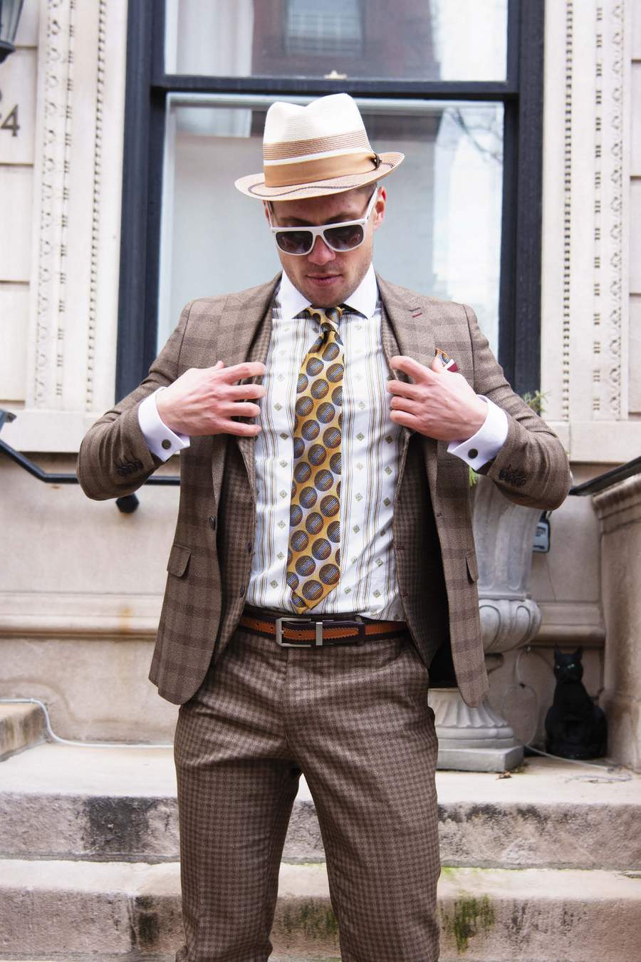 Steven Land | Elite Mixed Pattern 3 Piece Suit | Brown HERMESSL7764342L